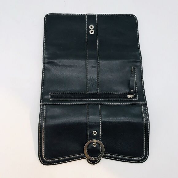 Liz & Co. Black Tri-Fold Wallet with Accent Stitching ID CC Cash Coin 7.5 x 4" - Picture 6 of 10